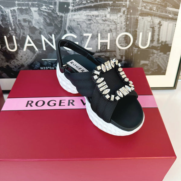 Viv Diamond Sandals Black Fabric 560521