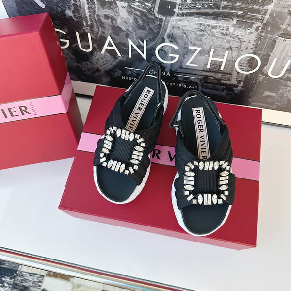 Viv Diamond Sandals Black Fabric 560521