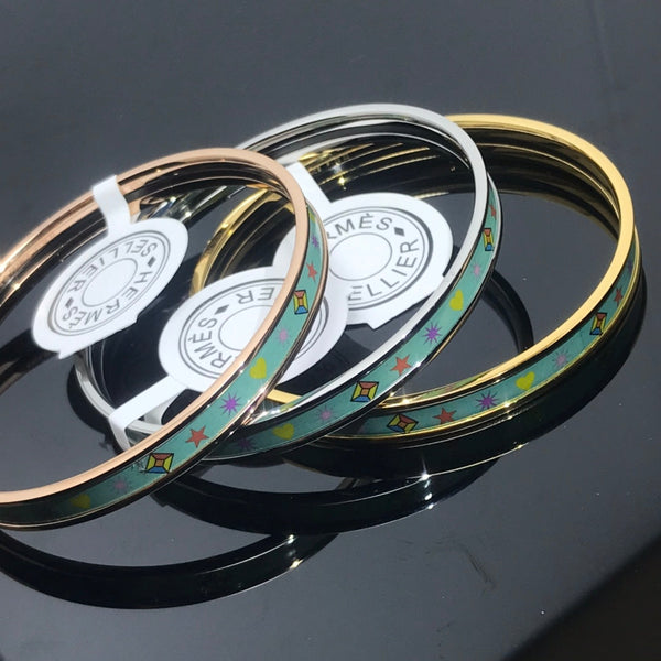 H Enamel Bangle Light Turquoise Bracelet