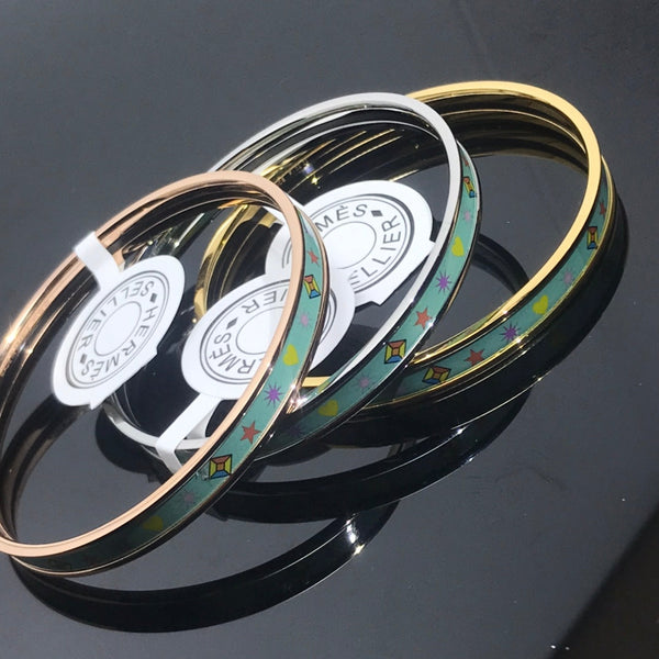 H Enamel Bangle Light Turquoise Bracelet