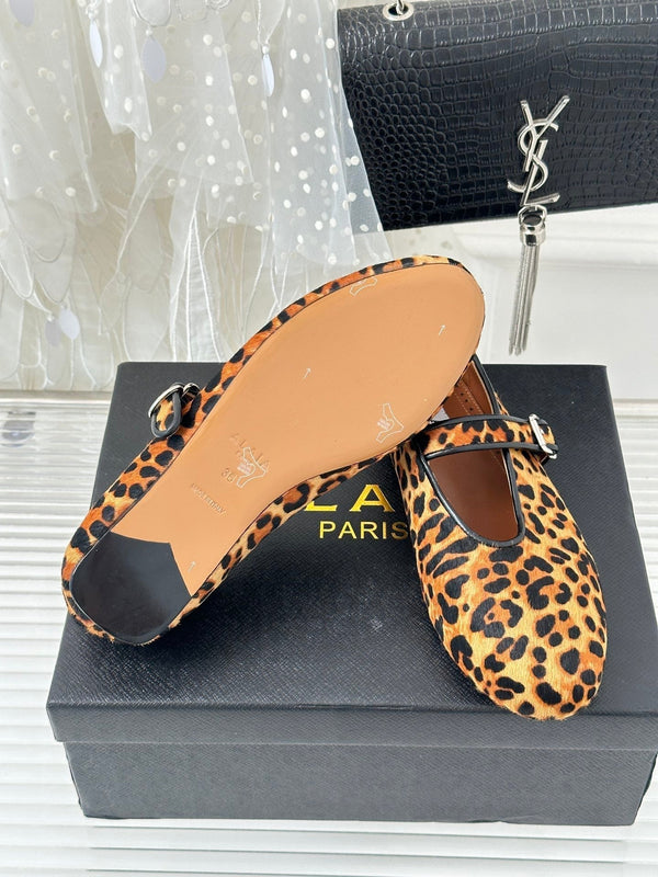 Alaia 25 Mary Jane Ballet Flat Leopard Calfskin 293239