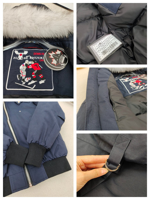 C. Goose Down Jacket Navy Blue Polyester 0017