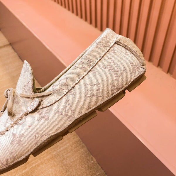 LV LOAFER IN CAMEL BROWN MONOGRAM DENIM WITH BOW