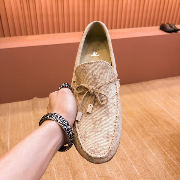 LV LOAFER IN CAMEL BROWN MONOGRAM DENIM WITH BOW