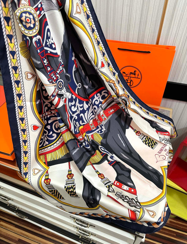 Carré Harnais De Cœur Scarf 90 CM In Colorful Silk  236222