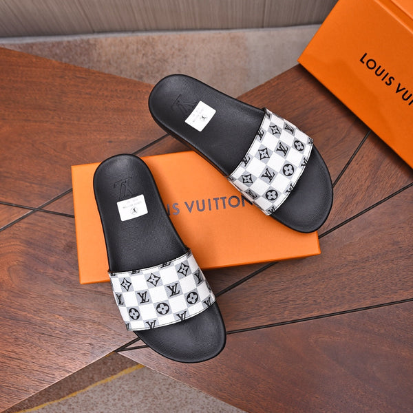 LV MULE SANDAL BLACK MIX WHITE DAMIER MONOGRAM CALFSKIN