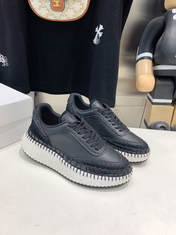 CHLOÉ NAMA SNEAKER 5 CM IN BLACK CALFSKIN