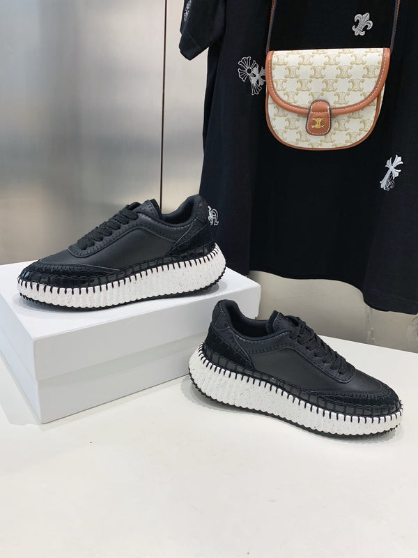 CHLOÉ NAMA SNEAKER 5 CM IN BLACK CALFSKIN