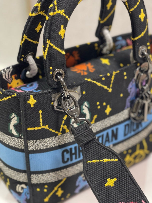 CD Qixi Black 24 Lady Dior Bag Canvas 336654