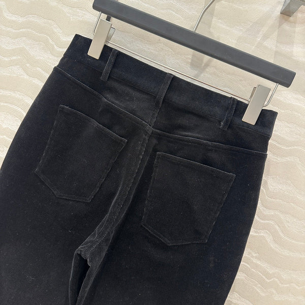 Celine Flared Velvet Pants Black Cotton