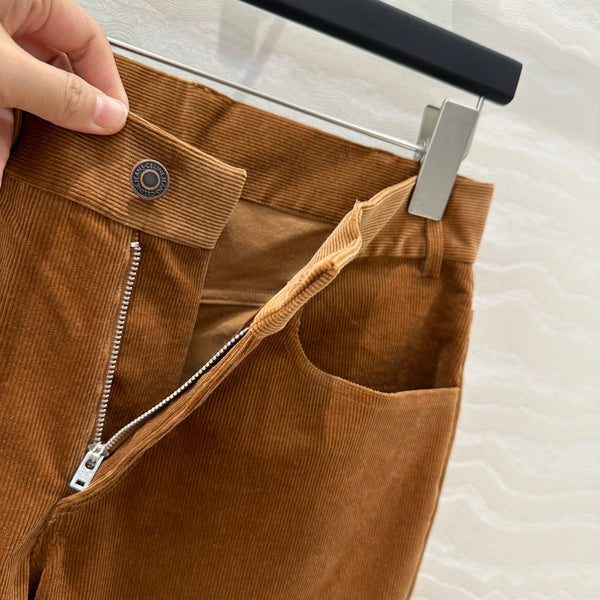 Celine Flared Velvet Pants Brown Cotton