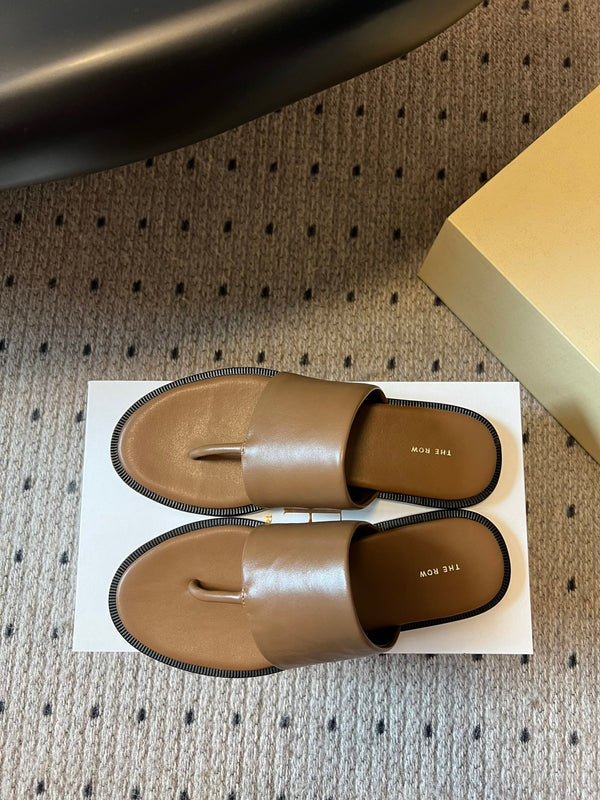 Signum Flat Sandal in Brown Sheepskin 282426