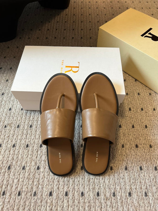 Signum Flat Sandal in Brown Sheepskin 282426