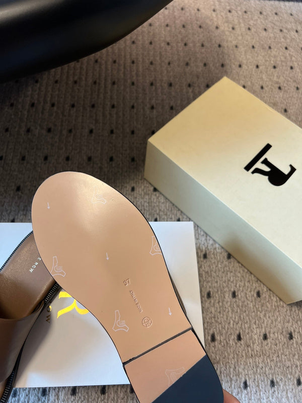 Signum Flat Sandal in Brown Sheepskin 282426