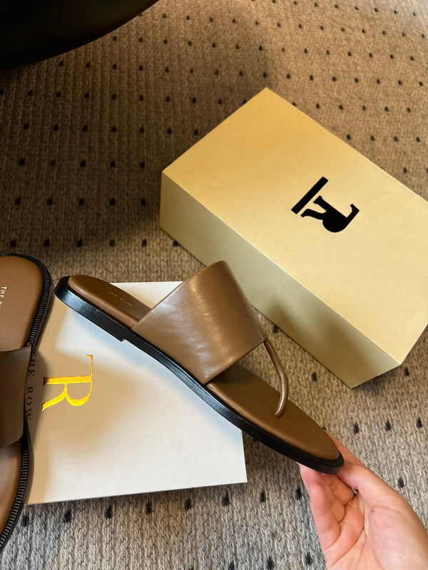 Signum Flat Sandal in Brown Sheepskin 282426