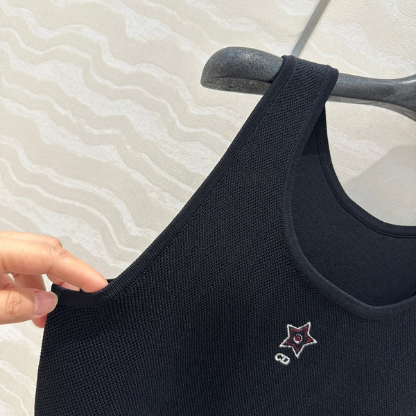 CD Sport Knitted Top Vest Black Linen Silk