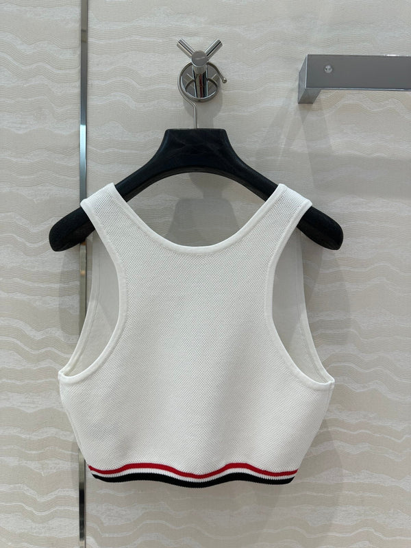 CD Sport Knitted Top Vest White Linen Silk