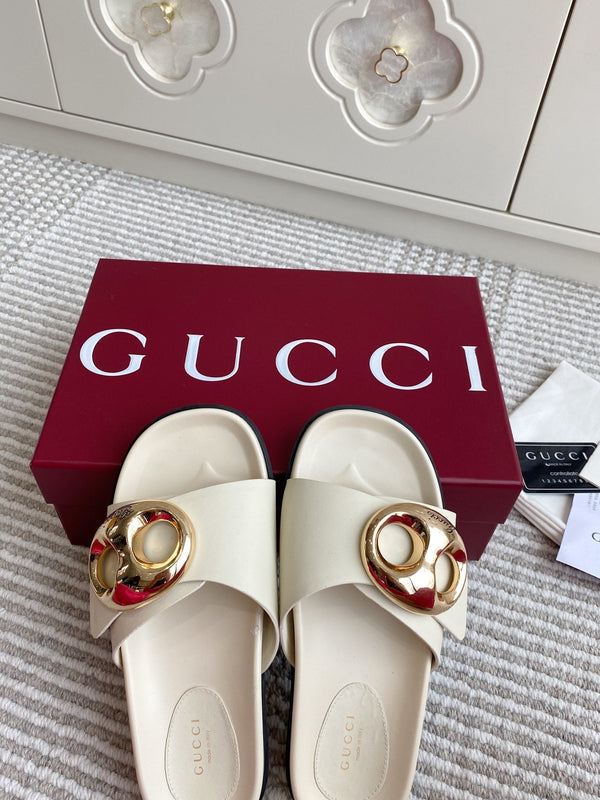 GC Marina Chain Slide Sandal White Cowhide 291038