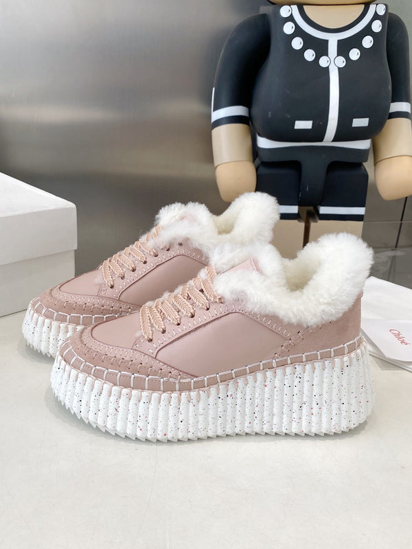 Chloe Nama Sneaker Pink Cowhide Wool 531605