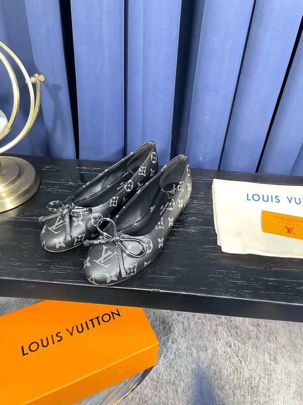 LV Butterfly Knot Black Ballet Flat Black Monogram Sheepskin