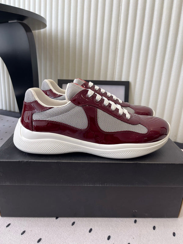 Pra 2025 Sneaker Burgundy Gray Patent Leather Mesh 554585