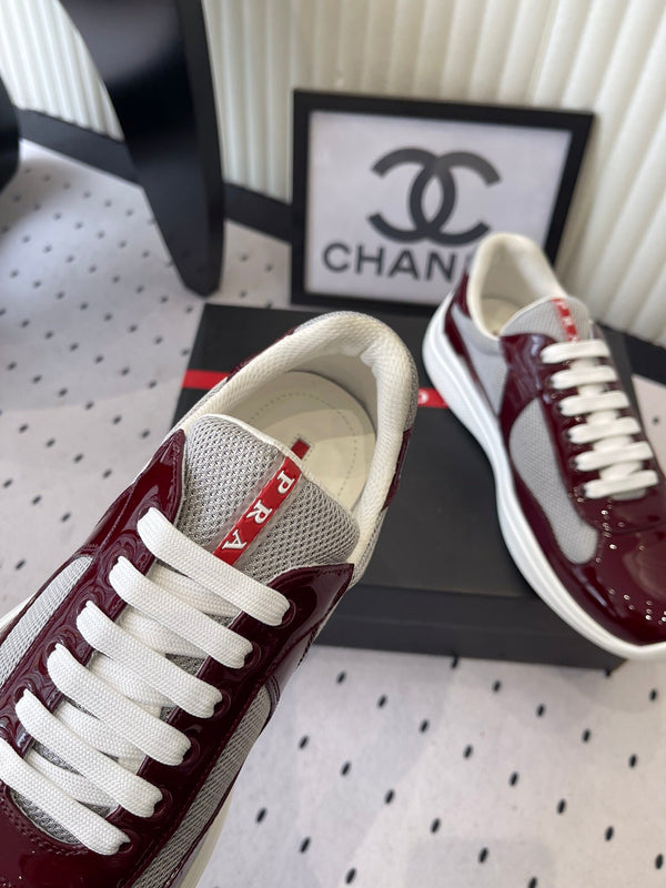 Pra 2025 Sneaker Burgundy Gray Patent Leather Mesh 554585