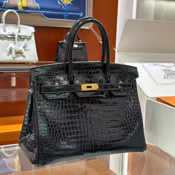 HM Birkin 30 Bag Black Shiny Crocodile Leather GHW (12 days of production)