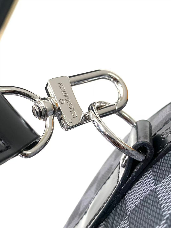 KEEPALL BANDOULIÈRE 45 IN BLACK DAMIER GRAPHITE CANVAS