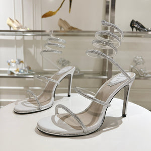 René Caovilla 110mm Cleo Sandals Sliver Leather