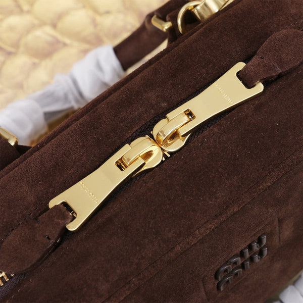 MIU SUEDE BEAU BAG 22 IN COCOA BROWN