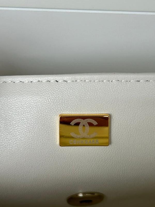 cc flap bag 20 white lambskin silver hardware