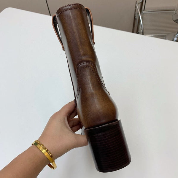 Miu Smoked Leather Booties