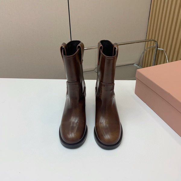 Miu Smoked Leather Booties