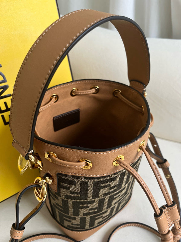 MON TRESOR 18 IN MONOGRAM BROWN CANVAS WITH FF MOTIF EMBROIDERED