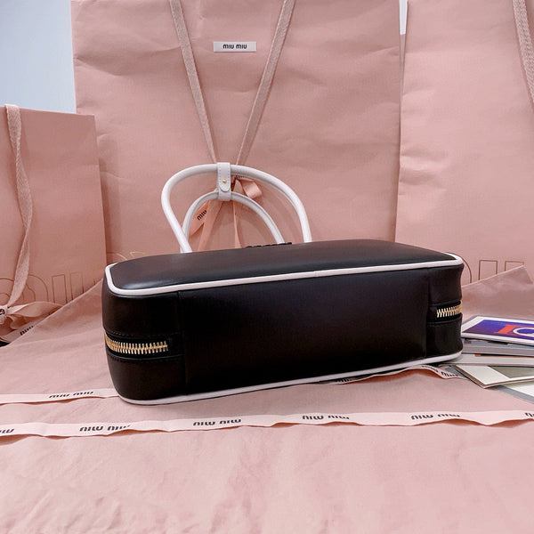 Miu Miu Beau Tote Bag Black Leather Gold-Tone Hardware