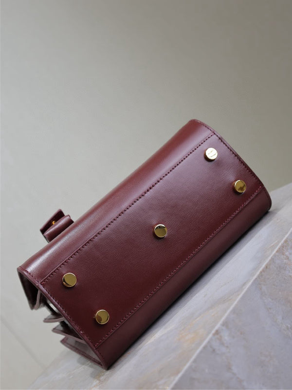 Saint Laurent Sac De Jour Nano Tote Bag Burgundy Calfskin