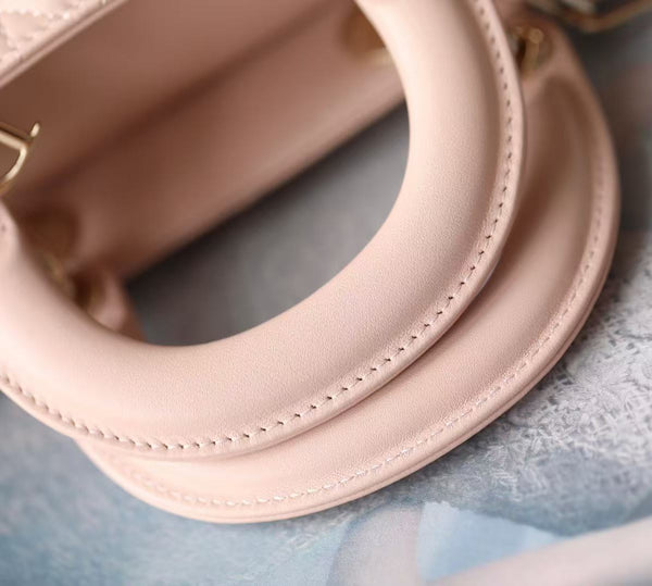 Dior 2025 Lady D-Joy 22cm Bag Powder Pink Lambskin