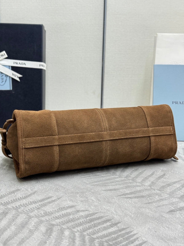 Prada Bonnie Large 32cm Brown Suede