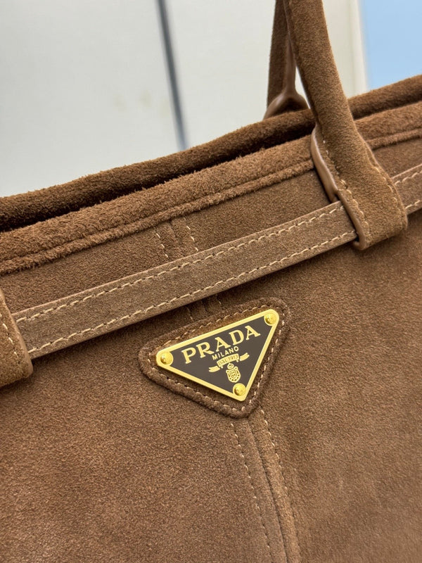 Prada Bonnie Large 32cm Brown Suede