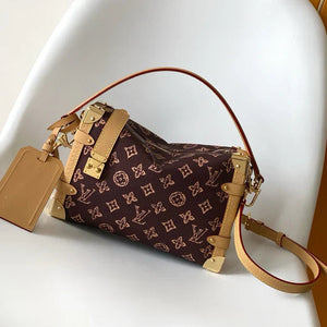 Louis Vuitton 2026 Side Trunk MM Bag Brown Tan Monogram Canvas Cowhide