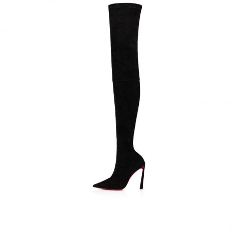 CL Condora Botta Alta 100 Mm Thighboots Stretched Veau Velours Black