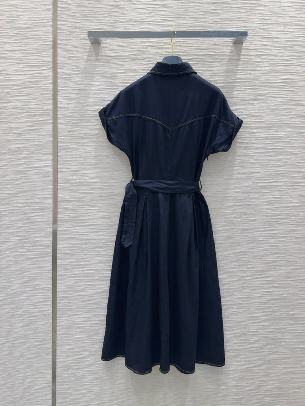 LV 25 Luxury Denim Dress Blue Smoky Blue Cotton