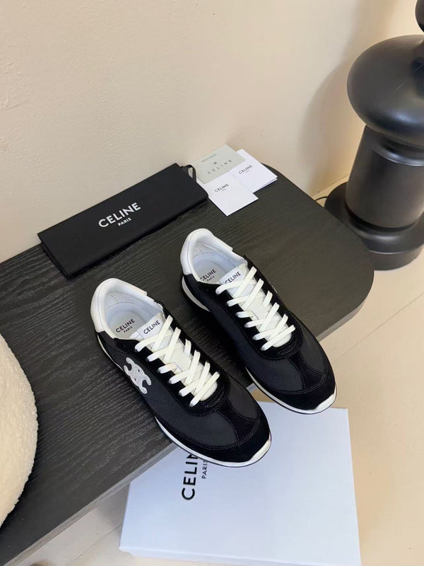 Celine Racer Low Top Sneaker Black White Suede Calfskin