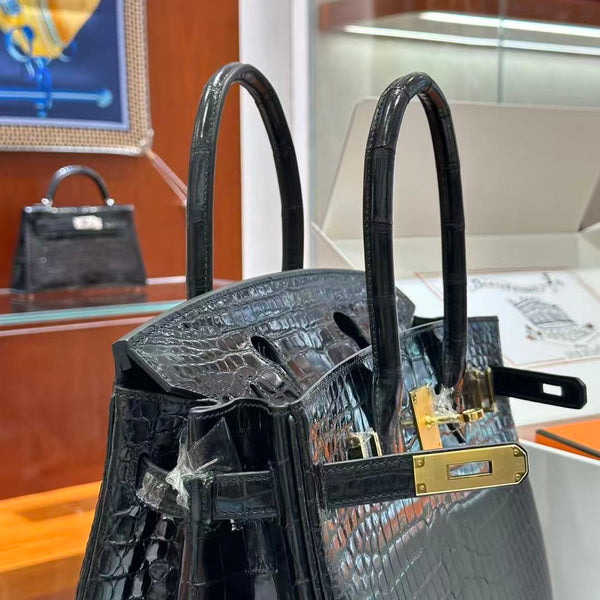 HM Birkin 30 Bag Black Shiny Crocodile Leather GHW (12 days of production)