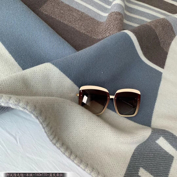 HM Avalon Throw Blanket Ecru Gris Wool Cashmere