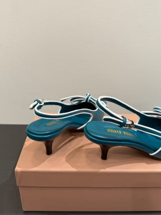 Miu slingback pump teal blue leather