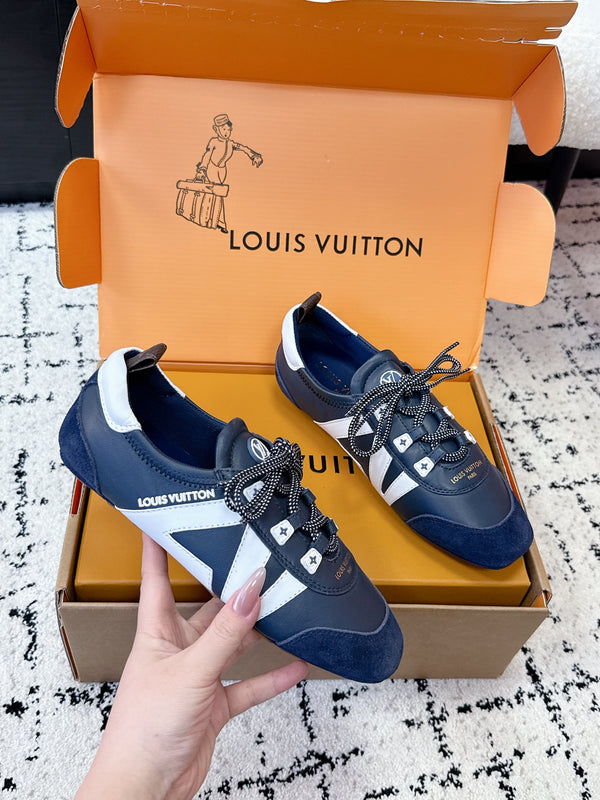 LV Sneakerina Sneaker Navy Blue White Suede Leather 616973