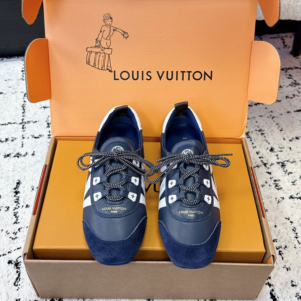 LV Sneakerina Sneaker Navy Blue White Suede Leather 616973