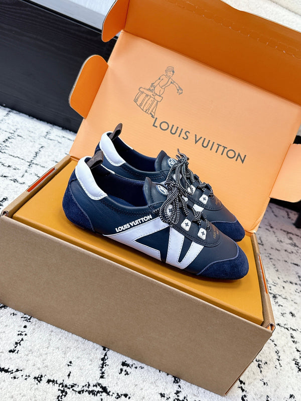 LV Sneakerina Sneaker Navy Blue White Suede Leather 616973