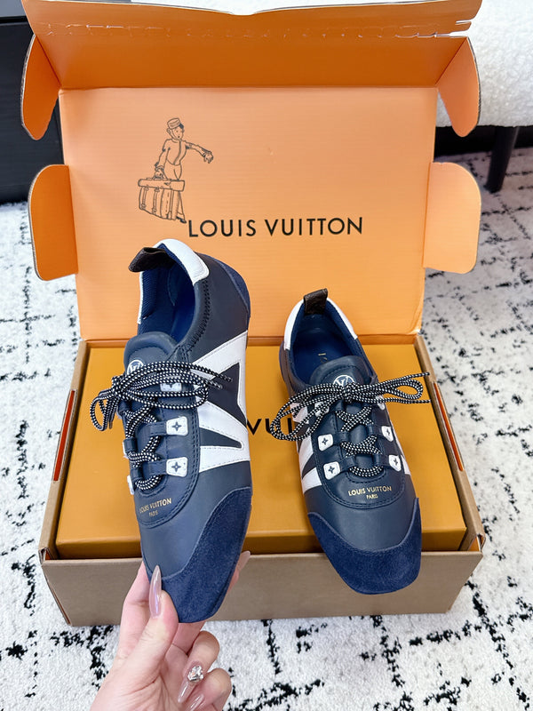 LV Sneakerina Sneaker Navy Blue White Suede Leather 616973